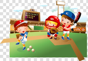 Baseball Field Cartoon Child   Play Baseball Clipart  HD Png Download