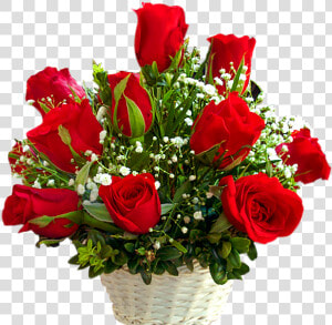 24 Red Roses Basket   Basket Of Roses Transparent Background  HD Png Download