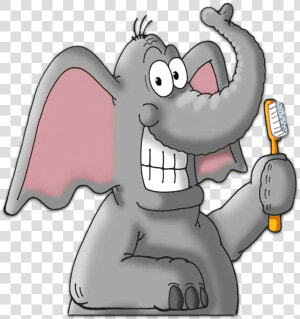 Elephant Brushing Teeth Clipart   Elephant With Teeth Cartoon  HD Png Download