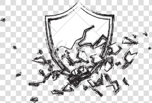 Broken Shield Sketch   Broken Shield Drawing  HD Png Download