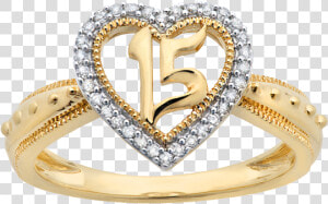 Heart Ring File   Quinceanera Rings Gold Necklace  HD Png Download