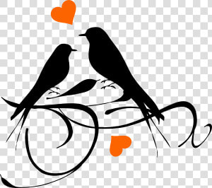 Birds On A Branch Hearts Svg Clip Arts   Love Birds Black And White  HD Png Download