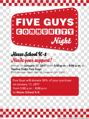 5 Guys Png   Five Guys Community Night  Transparent Png