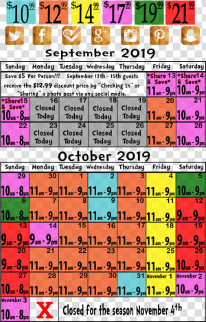 Calendar Price And Hours Of Operation For 2019 Bengtson   Bengtson  39 s Pumpkin Farm And Fall Fest  HD Png Download