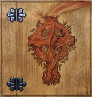 Wooden Book Of Shadows Featuring A Celtic Cross And   Plywood  HD Png Download