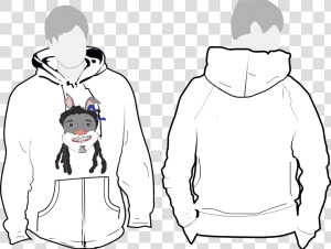 White Hoodie Beware Of The Hare   Hoodie Template  HD Png Download