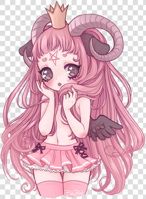  kawaii  anime  manga  demon  succubus  pink  devil   Pastel Goth Anime Girl  HD Png Download