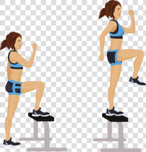 Power 10 Leg Workout   Step Up With Knee Raise  HD Png Download