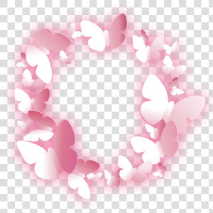  butterfly  lighting  pink  cute  circle  round  mask   Pink Butterfly Circle Frame Png  Transparent Png