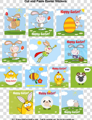 Kids Can Cut Out These Cute Easter Stickers And Paste   Cartoon  HD Png Download