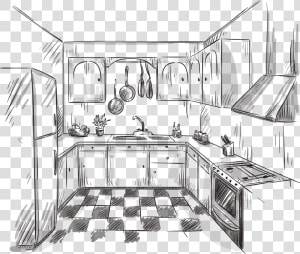 Clip Art Collection Of Free Drawing   Kitchen Sketch  HD Png Download