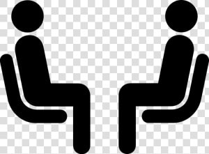 Cartoon Of Two People Sitting Down Having A Conversation   Waiting Clip Art Black And White  HD Png Download