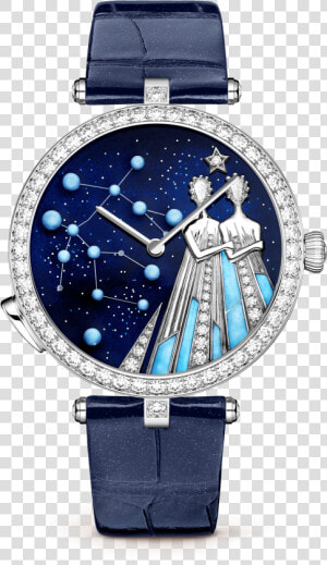 Lady Arpels Zodiac Lumineux Gemini Watch pearly Alligator    Van Cleef  amp  Arpels Watch  HD Png Download