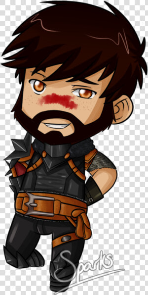 Male Mage Hawke Chibi By Sparksreactor   Chibi Boy With Beard  HD Png Download