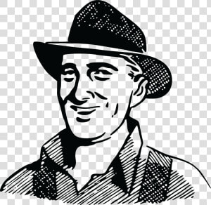 Old Man Clipart Farmer   Happy Farmer Black And White  HD Png Download