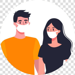 Man And Woman Wearing A Mask Cartoon  HD Png Download