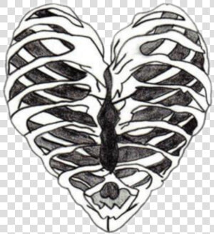  ribcage  heart  blackandwhite  freetoedit   Skeleton Heart  HD Png Download