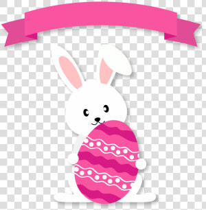 Egg Rabbit With Bunny Ribbon Easter Clipart   Feliz Pascoa Clinica De Olhos  HD Png Download