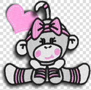 Sockmonkey Monkey Girl Cute Pink Heart Gym Scrapbooking   Cartoon  HD Png Download