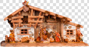 Christmas  Nativity Scene  Crib  Father Christmas   Cottage  HD Png Download