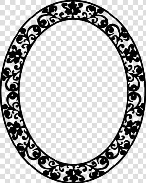 Oval Floral Frame Clip Arts   Frame Clipart Black And White  HD Png Download