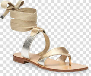 10mm Italian Made Flat Grear Sandal In Gold Calf   Sandal  HD Png Download