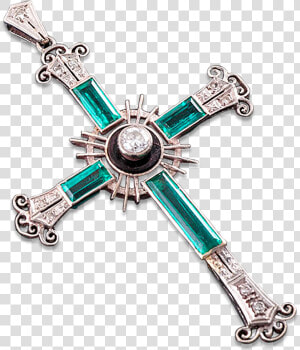 Untreated Colombian Emerald Cross Pendant   Emerald Cross Pendant  HD Png Download