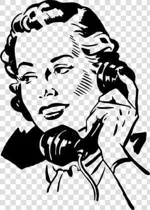 Retro Clipart Library   Woman Talking On Phone Clipart  HD Png Download