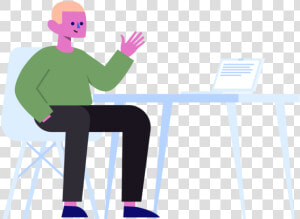 Someone At Desk   Sitting  HD Png Download