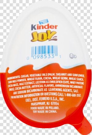 Kinder Joy Egg Nutrition Facts  HD Png Download