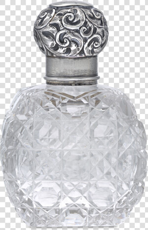 English Silver And Cut Glass Perfume Bottle   Perfume  HD Png Download