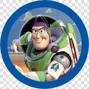 24 Disney Toy Story Round Sticker Labels For Bag Lollipop   Buzz Lightyear Side View  HD Png Download