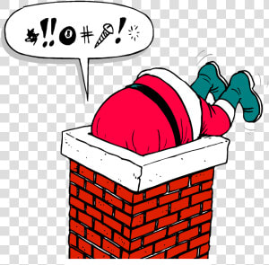 Santa Claus Stuck In Chimney  HD Png Download