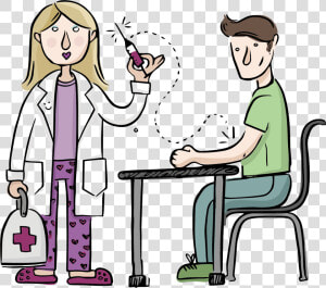 Clip Art Cartoon Picture Of Doctor And Patient   Caricatura Medico Y Paciente  HD Png Download