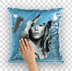 Jennifer Aniston Sequin Cushion Cover Class   Danny Devito Sequin Pillow  HD Png Download