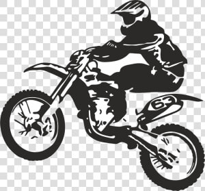 Clip Art Bicycle Motorcycle Dirt Bike Motocross   Dirt Bike Clipart Black And White  HD Png Download