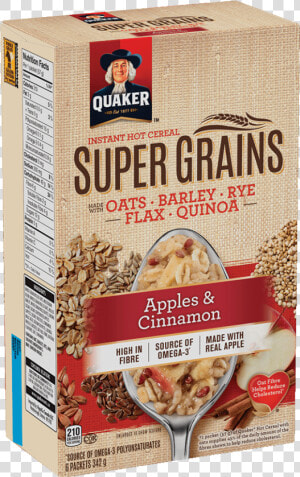 Quaker® Super Grains Apples  amp  Cinnamon Instant Hot   Quaker Oatmeal Coconut And Honey  HD Png Download