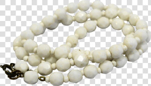 White Milk Glass Faceted Bead Strand Necklace   Bead  HD Png Download