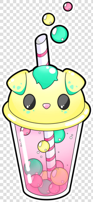  kawaii  cute  drink  tea  bubble  puppy  dog  freetoedit   Bubble Tea Drawing  HD Png Download