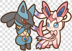 Picture Free Stock Commission Chibi And Lucario By   Pokemon Lucario And Sylveon  HD Png Download