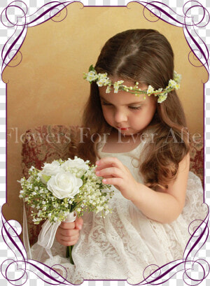 Silk Artificial White Boho Rustic Wedding Flowergirl   Bouquet  HD Png Download