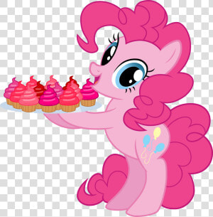 Pony  Safe  Simple Background  Smiling  Solo  Standing    Pinkie Pie Holding A Cupcakes  HD Png Download