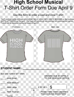 High School T Shirt Order Form Main Image   T Shirt Order Form Template Google Docs  HD Png Download