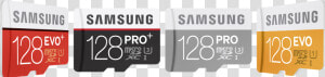 3  128gb Micro Sdxc All Line up   Micro Sd Samsung 128gb  HD Png Download