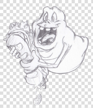 Slimer   Advertisements   Illustration   Slimer Black And White  HD Png Download