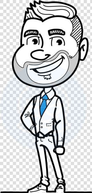 Flat Linear Man Cartoon Vector Character Aka Bob Beardman  HD Png Download