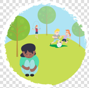 Girl Sitting Down Looking Sad While Other Kids Play   Child Alone Clipart  HD Png Download