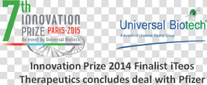 Innovation Prize 2014 Finalist Iteos Concludes A Deal   Universal Biotech  HD Png Download