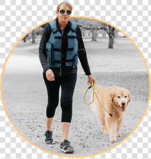 Wearing Your Afflovest While Walking Dog   Dog Walking  HD Png Download