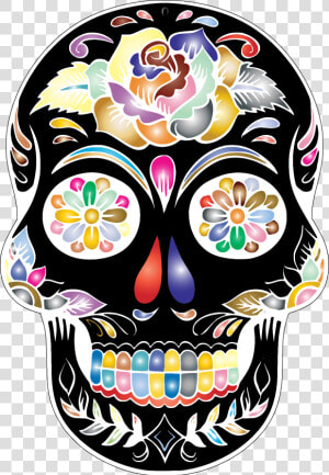 Candy Skull Png   Black And White Sugar Skull  Transparent Png